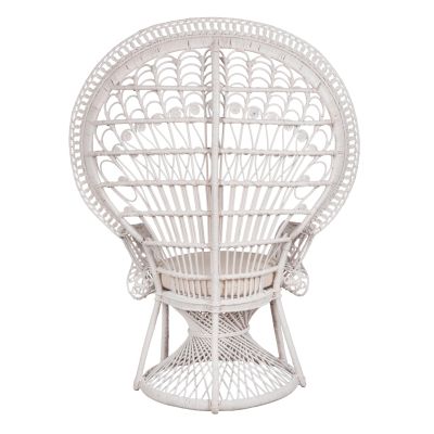 ARMCHAIR ROYAL PEACOCK HM9342.02 RATTAN IN WHITE- CUSHION WHITE 114x72x150Hcm.