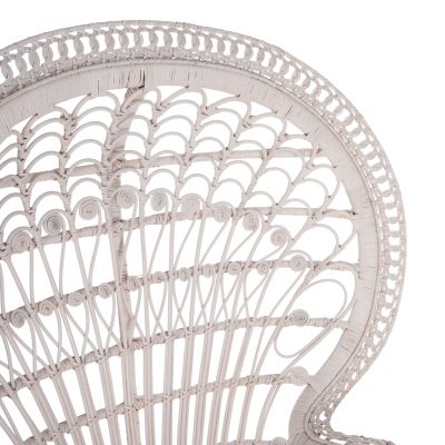 ARMCHAIR ROYAL PEACOCK HM9342.02 RATTAN IN WHITE- CUSHION WHITE 114x72x150Hcm.