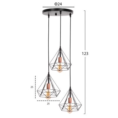 ПАНЕЛЕН ЛАМПА HM4041 3-LIGHT ЧЕРЕН МЕТАЛ 25x22x123Hcm.