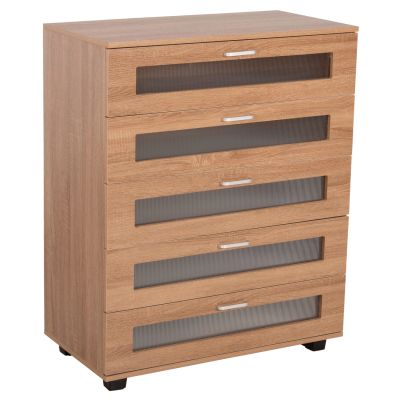 CHEST OF DRAWERS THORGAN HM9881.01 MELAMINE IN SONAMA-5 DRAWERS 80Χ40Χ100Hcm.