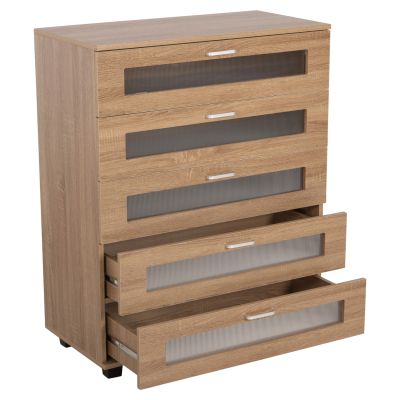 CHEST OF DRAWERS THORGAN HM9881.01 MELAMINE IN SONAMA-5 DRAWERS 80Χ40Χ100Hcm.