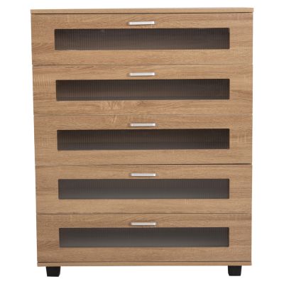 CHEST OF DRAWERS THORGAN HM9881.01 MELAMINE IN SONAMA-5 DRAWERS 80Χ40Χ100Hcm.