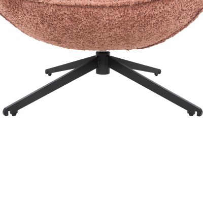 КРЕСЛО ВЪРТЯЩО СЕ BRYNN HM9594.02 РОЗОВ ПЛАТ ОТ БУКЛЕ-ЧЕРНА МЕТАЛНА ОСНОВА 88x76x88Hcm.