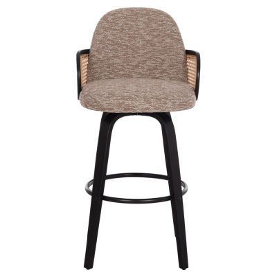 BAR STOOL SWIVEL BECKER HM18251.03 PLYWOOD IN BLACK--FABRIC IN BROWN 50x52x100Hcm.