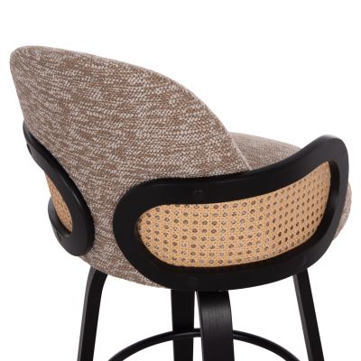 BAR STOOL SWIVEL BECKER HM18251.03 PLYWOOD IN BLACK--FABRIC IN BROWN 50x52x100Hcm.