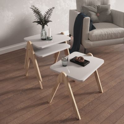 СТРАНИЧНИ МАСИ 3БР. КОМПЛЕКТ REACHER HM18176.01 МЕЛАМИН В СОНАМА-БЯЛО 40x30x40Hcm.