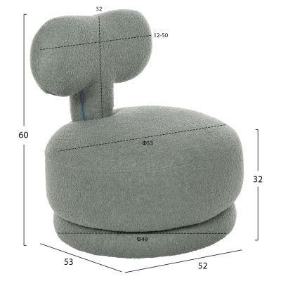 ТАБУРЕТКА С ВЪРТЯЩА СЕ ОБЛЕГАЛКА KRIVIO HM9775.07 СВЕТЛО ЗЕЛЕН ТЕДИ ПЛАТ 52x53x60Hсм.