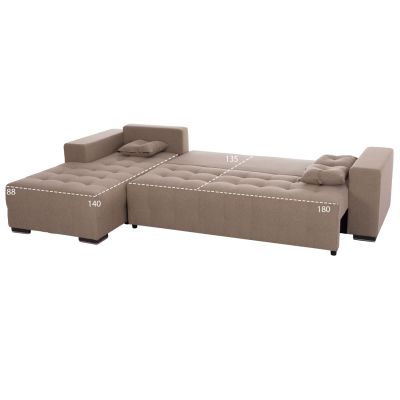 CORNER SOFA-BED WITH STORAGE SPACE TRENDSTON HM3302.03L BEIGE FABRIC 298x177x95Hcm.