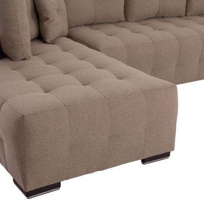 CORNER SOFA-BED WITH STORAGE SPACE TRENDSTON HM3302.03L BEIGE FABRIC 298x177x95Hcm.
