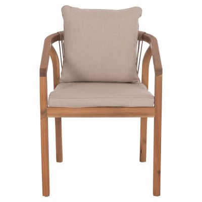 OUTDOOR DINING CHAIR CONTREL HM6244.01 ACACIA WOOD IN NATURAL-ROPE & CUSHIONS IN BEIGE 58x60x74H