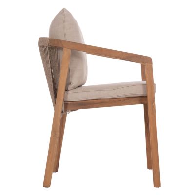 OUTDOOR DINING CHAIR CONTREL HM6244.01 ACACIA WOOD IN NATURAL-ROPE & CUSHIONS IN BEIGE 58x60x74H