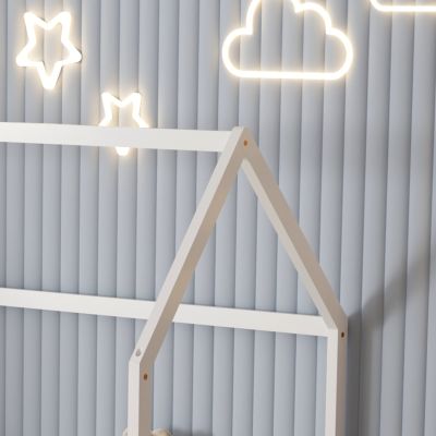 BED FOR KIDS WITH FENCE PHYLLIS HM679.03 t.MONTESSORI SOLID PINE WOOD IN WHITE- 190x90cm.