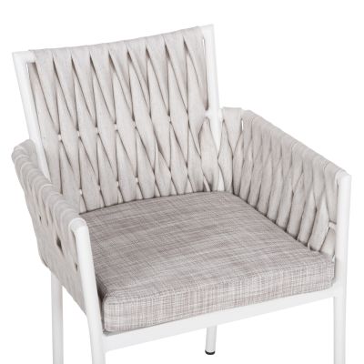 ALUMINUM ARMCHAIR MARTIN HM5564.11 WHITE FRAME AND OFF-WHITE SYNTHETIC RATTAN 56x56x80Hcm.