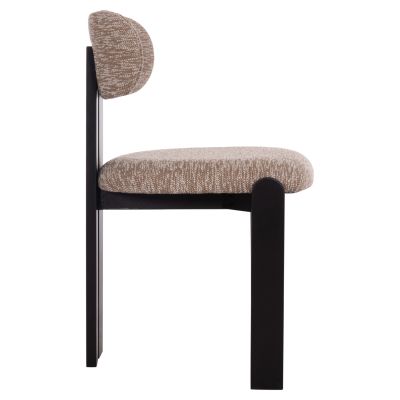 DINING CHAIR KARVO HM18252.03 FABRIC IN BROWN--WOOD IN BLACK 57x50x78.5Hcm.