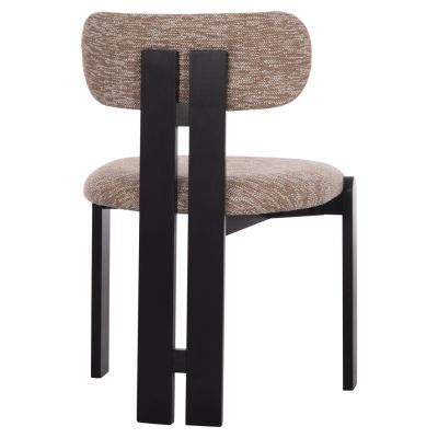 DINING CHAIR KARVO HM18252.03 FABRIC IN BROWN--WOOD IN BLACK 57x50x78.5Hcm.