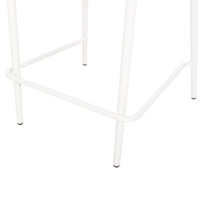 BAR STOOL MEDIUM HEIGHT EULO HM6087.02 ALUMINUM IN WHITE-SYNTHETIC RATTAN IN BEIGE 60x60x99Hcm.