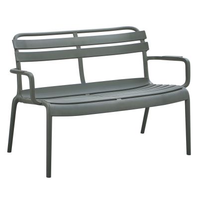 POLYPROPYLENE 2-SEATER BENCH KORVER HM6332.05 DARK OLIVE GREEN 113x65x76Hcm.