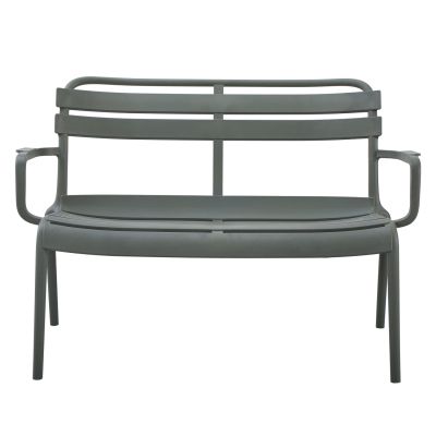 POLYPROPYLENE 2-SEATER BENCH KORVER HM6332.05 DARK OLIVE GREEN 113x65x76Hcm.
