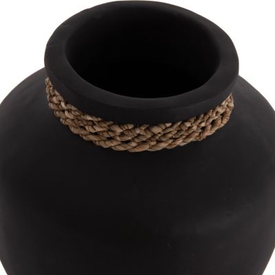 TABLE DECORATIVE VASE CAMMER HM4687.01S TERRACOTA IN BLACK--Φ22x20Hcm.