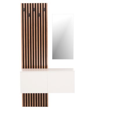ENTRYWAY FURNITURE SET WITH MIRROR MYLES HM18080.01 MELAMINE IN SONAMA-WHITE 100x37x200Hcm.