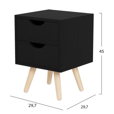 BEDSIDE STAND DINKL HM2472.02 MELAMINE-2 DRAWERS-WENGE 29.5x29.5x45Hcm.