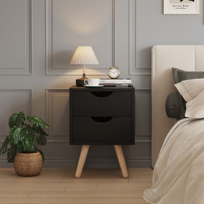 BEDSIDE STAND DINKL HM2472.02 MELAMINE-2 DRAWERS-WENGE 29.5x29.5x45Hcm.