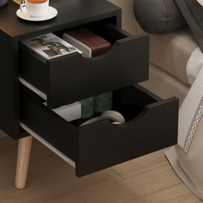 BEDSIDE STAND DINKL HM2472.02 MELAMINE-2 DRAWERS-WENGE 29.5x29.5x45Hcm.