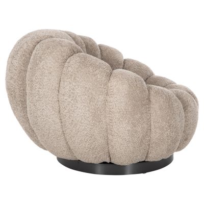 КРЕСЛО ВЪРТЕЩО GRYMM HM9601.08 КАФЯВО БЕЖОВО БУКЛЕ-ЧЕРНА МЕТАЛНА ОСНОВА 90x93x65Hcm.