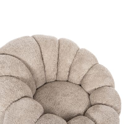 КРЕСЛО ВЪРТЕЩО GRYMM HM9601.08 КАФЯВО БЕЖОВО БУКЛЕ-ЧЕРНА МЕТАЛНА ОСНОВА 90x93x65Hcm.