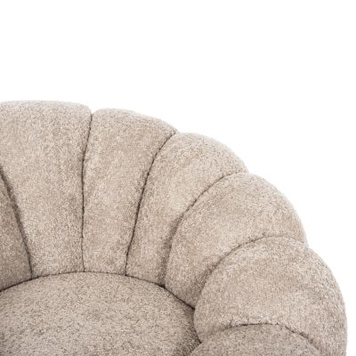 КРЕСЛО ВЪРТЕЩО GRYMM HM9601.08 КАФЯВО БЕЖОВО БУКЛЕ-ЧЕРНА МЕТАЛНА ОСНОВА 90x93x65Hcm.