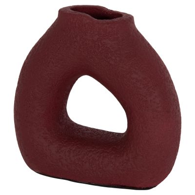 TABLE DECORATIVE VASE DECANT HM4667.06S TERRACOTA IN MAROON RED--17.5x6.5x17Hcm.