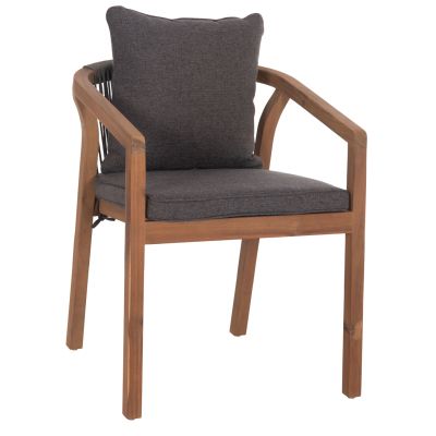 OUTDOOR DINING CHAIR CONTREL HM6244.02 ACACIA WOOD IN NATURAL-ROPE & CUSHIONS IN GREY 58x60x74Hcm.