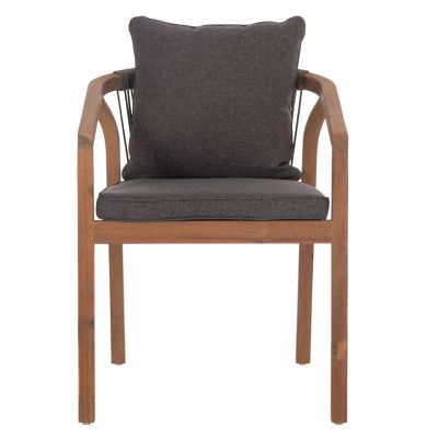 OUTDOOR DINING CHAIR CONTREL HM6244.02 ACACIA WOOD IN NATURAL-ROPE & CUSHIONS IN GREY 58x60x74Hcm.