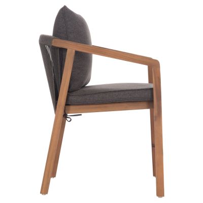 OUTDOOR DINING CHAIR CONTREL HM6244.02 ACACIA WOOD IN NATURAL-ROPE & CUSHIONS IN GREY 58x60x74Hcm.