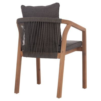 OUTDOOR DINING CHAIR CONTREL HM6244.02 ACACIA WOOD IN NATURAL-ROPE & CUSHIONS IN GREY 58x60x74Hcm.