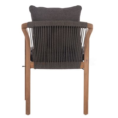 OUTDOOR DINING CHAIR CONTREL HM6244.02 ACACIA WOOD IN NATURAL-ROPE & CUSHIONS IN GREY 58x60x74Hcm.