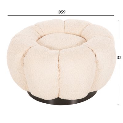 ТАБУРЕТКА КРЪГЛА KRIPP HM9602.06 ЕКРЮ БУКЛЕ-ЧЕРНА МЕТАЛНА ОСНОВА Φ60x31Hсм.