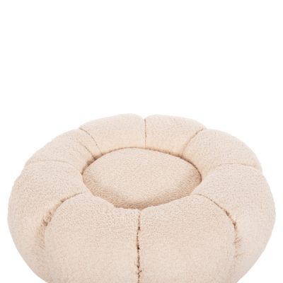 ТАБУРЕТКА КРЪГЛА KRIPP HM9602.06 ЕКРЮ БУКЛЕ-ЧЕРНА МЕТАЛНА ОСНОВА Φ60x31Hсм.