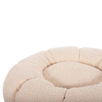 ТАБУРЕТКА КРЪГЛА KRIPP HM9602.06 ЕКРЮ БУКЛЕ-ЧЕРНА МЕТАЛНА ОСНОВА Φ60x31Hсм.