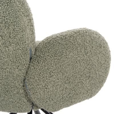 КРЕСЛО ВЪРТЯЩО СЕ WINON HM9778.08 МАСЛИНЕНО ЗЕЛЕНО МАТЕРИАЛНО БУКЛЕ-ЧЕРНА МЕТАЛНА ОСНОВА 65x67x92Hcm.