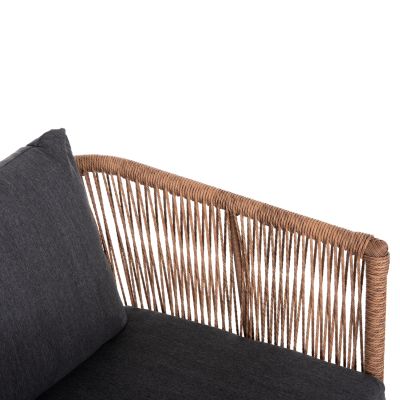 OUTDOOR LOUNGE 4PCS SET FREJA HM6057.03 ALUMINUM IN ANTHRACITE-PE RATTAN IN BEIGE-ANTHRACITE CUSHIONS