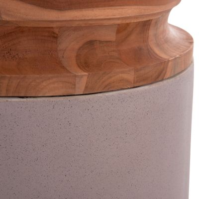 DECORATIVE FLOOR VASES 2PCS LINTER HM21140.04 FIBER CEMENT IN TAUPE-TEAK WOOD 47H & 60Hcm.