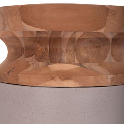 DECORATIVE FLOOR VASES 2PCS LINTER HM21140.04 FIBER CEMENT IN TAUPE-TEAK WOOD 47H & 60Hcm.