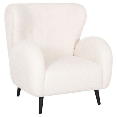 КРЕСЛО KRYLY HM9593.06 ЕКРЮ МАТЕРИЯ БУКЛЕ-ЧЕРНИ ДЪРВЕНИ КРАКА 83x87x89Hсм.