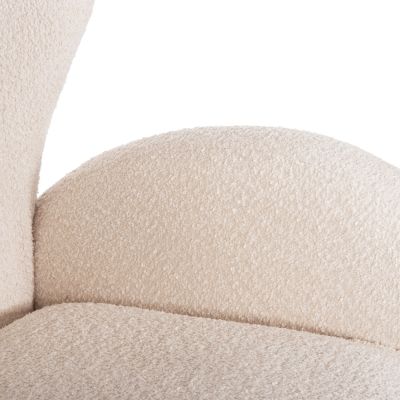 КРЕСЛО KRYLY HM9593.06 ЕКРЮ МАТЕРИЯ БУКЛЕ-ЧЕРНИ ДЪРВЕНИ КРАКА 83x87x89Hсм.