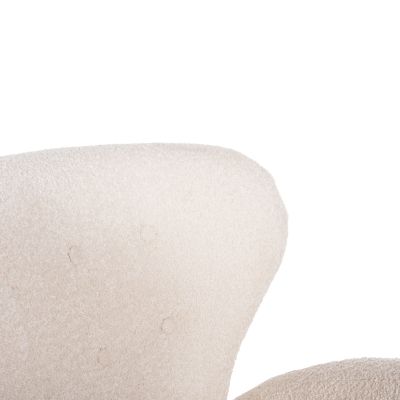 КРЕСЛО KRYLY HM9593.06 ЕКРЮ МАТЕРИЯ БУКЛЕ-ЧЕРНИ ДЪРВЕНИ КРАКА 83x87x89Hсм.