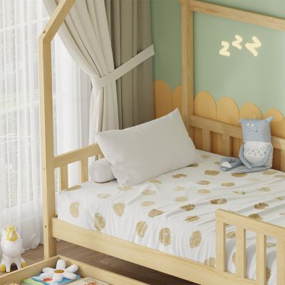KIDS' BED WITH DRAWERS PHYLLIS HM724.01 PINE WOOD IN NATURAL 196x97x161Hcm.