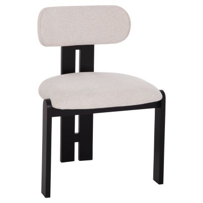 DINING CHAIR KARVO HM18252.02 FABRIC IN CREAM WHITE--WOOD IN BLACK 57x50x78.5Hcm.