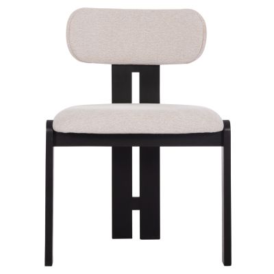 DINING CHAIR KARVO HM18252.02 FABRIC IN CREAM WHITE--WOOD IN BLACK 57x50x78.5Hcm.