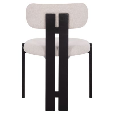 DINING CHAIR KARVO HM18252.02 FABRIC IN CREAM WHITE--WOOD IN BLACK 57x50x78.5Hcm.